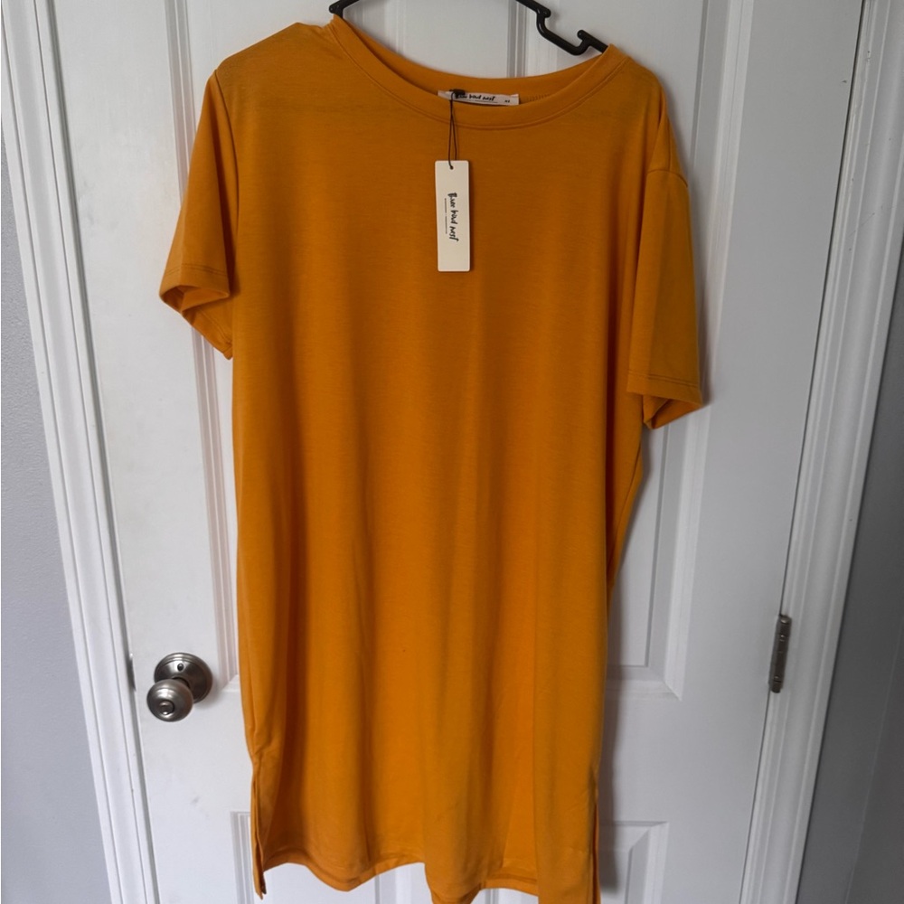 Three Birds Nest - Mustard Yellow T-Shirt Dress